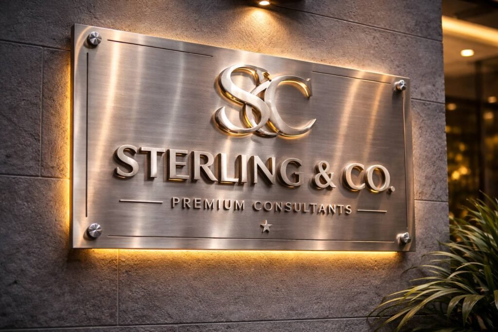 Sleek stainless steel signage with luxury design 1 1024x683
